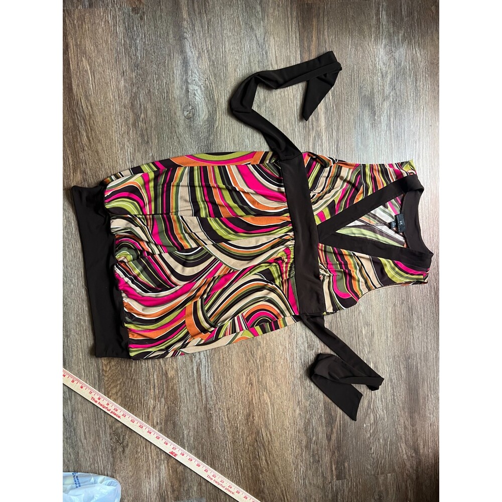 IZ Byer Psychedelic Dress Dress XL Brown Pink Green‎ EUC Summer Spring 2000s